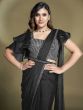 Black Readymade Saree With Embroidered Borders