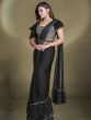 Black Readymade Saree With Embroidered Borders