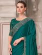 Teal Green Floral Zari Augmented Party Saree