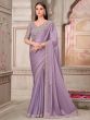 Lilac Party Wear Saree Floral Embroidered Borders