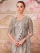 Grey Cocktail Wear Saree In Satin Silk
