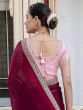 Maroon Heavy Zari Embroidered Velvet Saree