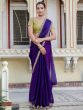 Royal Purple Party Saree In Hand Work Embroidery