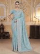 Light Blue Sequins Work Enhanced Party Saree
