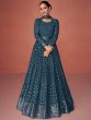 Blue Embroidered Anarkali Salwar Suit In Georgette