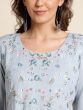Blue Thread Embroidered Long Kurti In Crepe