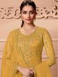 Yellow Embroidered Straight Cut Salwar Kameez