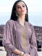 Purple Embroidered Pant Style Salwar Kameez With Dupatta