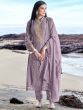 Purple Embroidered Pant Style Salwar Kameez With Dupatta