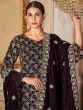 Brown Embroidered Salwar Kameez In Velvet