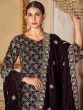 Brown Embroidered Salwar Kameez In Velvet