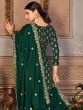 Green Embroidered Pant Style Suit In Velvet