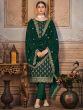Green Embroidered Pant Style Suit In Velvet