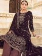 Brown Pant Style Salwar Kameez With Prints