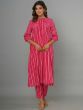 Pink Festive Cotton Kurta With Pants