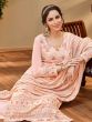 Peach Embroidered Straight Cut Suit With Dupatta