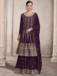 Purple Zari Embroidered Sharara Salwar Kameez