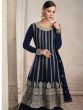 Blue Embroidered Sharara Suit With Dupatta