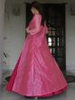 Rani Pink Shrug Style Indowestern Gown In Cotton