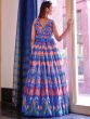 Sky Blue Floor Length Womens Gown With Print