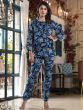 Blue Floral Printed Jacketed Style Co-Ords Set