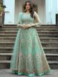 Turquoise Designer Anarkali Suit In Net