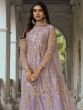 Purple Sequined Anarkali Salwar Suit In Net