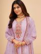 Purple Embroidered Sharara Style Suit In Georgette