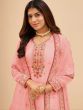 Peach Embroidered Sharara Suit With Dupatta