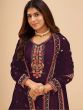 Purple Embroidered Georgette Suit With Dupatta