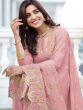 Pink Palazzo Suit With Thread Work