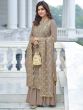 Brown Embroidered Palazzo Style Salwar Kameez