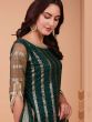 Green Sequined Salwar Kameez With Net Dupatta