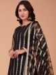 Black Sequined Salwar Kameez With Net Dupatta