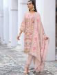 Peach Thread Embroidered Suit In Georgette