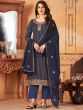 Blue Thread Embroidered Straight Cut Salwar Suit