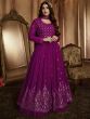 Purple Sequins Work Festive Suit In Georgette