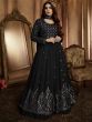 Black Sequined Anarkali Suit In Georgette