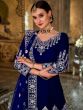 Blue Festive Anarkali Salwar Kameez In Velvet