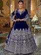Blue Festive Anarkali Salwar Kameez In Velvet
