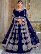 Blue Slitted Anarkali Suit With Embroidery