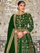 Green Thread Embroidered Slitted Salwar Suit With Dupatta