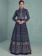 Blue Embroidered Georgette Salwar Kameez With Dupatta