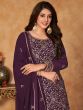 Purple Embroidered Georgette Pakistani Sharara Suit