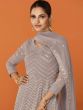 Grey Embroidered Anarkali Salwar Suit In Georgette