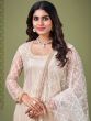 White Embroidered Pant Salwar Suit In Net