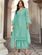 Turquoise Net Palazzo Style Salwar Kameez