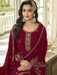 Magenta Embroidered Pakistani Sharara Salwar Kameez