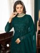 Green Embroidered Straight Cut Georgette Salwar Suit
