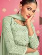 Green Gathered Georgette Suit With Embroidery